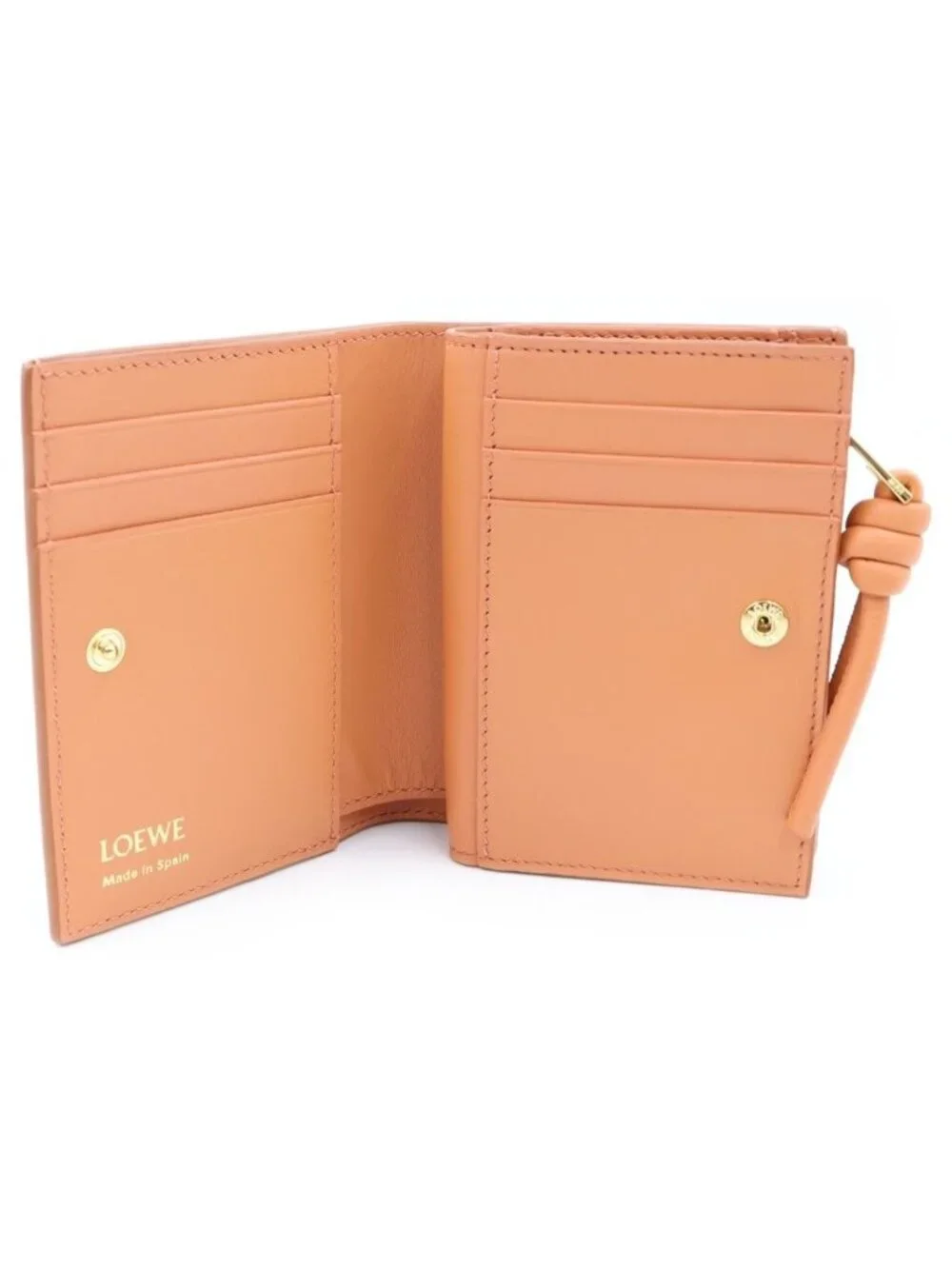 Loewe Knot Compact Wallet Bifold Calfskin Brown